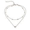 Collarbone Heart Layered Necklace - SILVER 