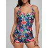 Backless Halter Floral One Piece Swimsuit - multicolore L