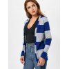 Charming Broad Striped Long Sleeve Cardigan For Women - BLUE M