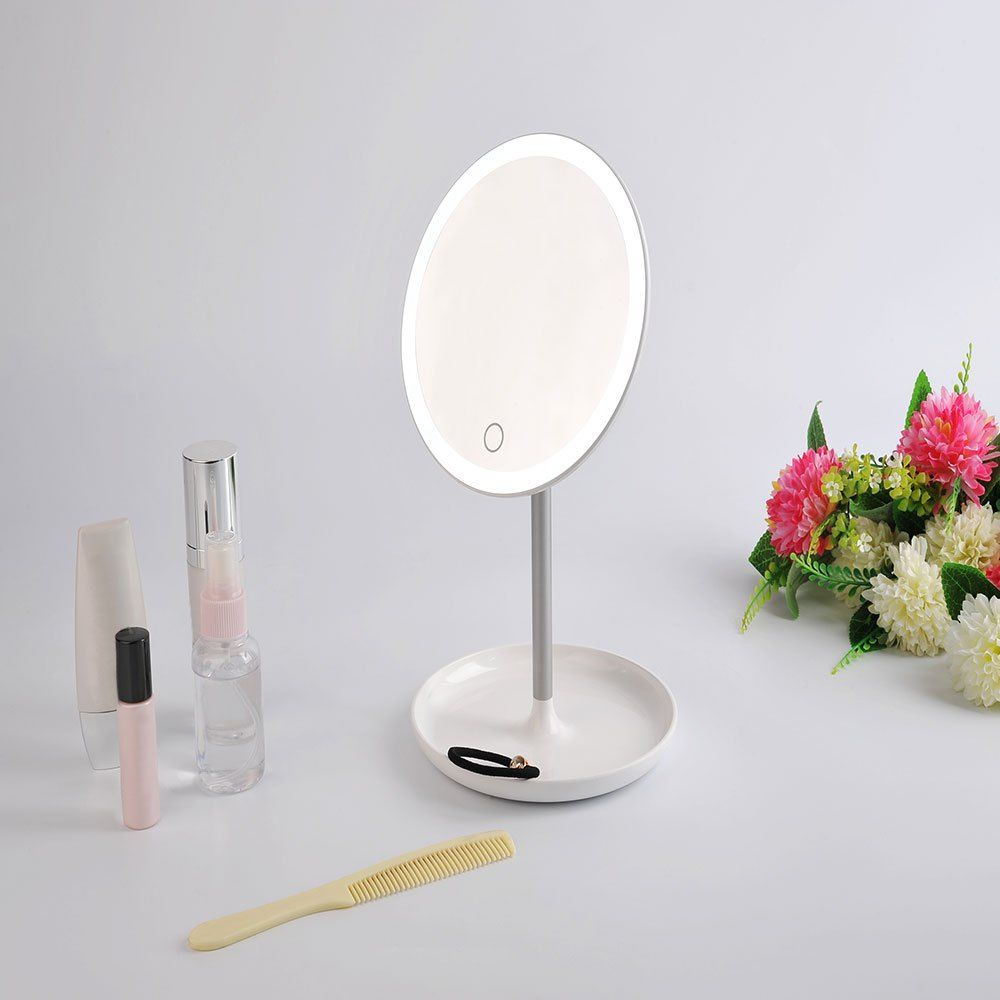 

USB Charging Make Up Storage Mirror Lamp, White