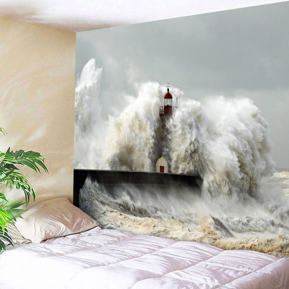 

Billowy Wave Wall Hanging Bedroom Decor Tapestry, Gray