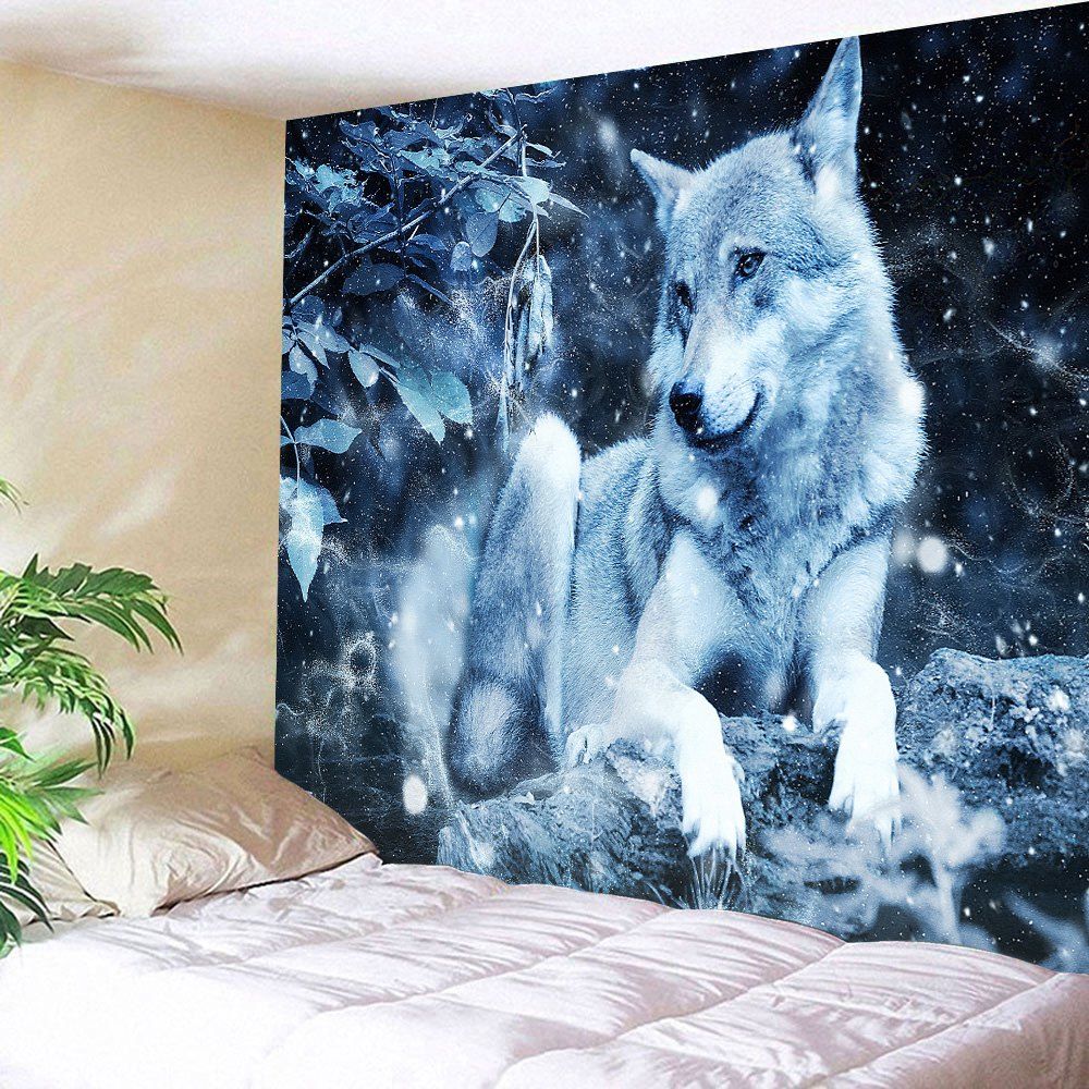 

Wolf Animal Wall Art Decoration Throw Tapestry, Midnight