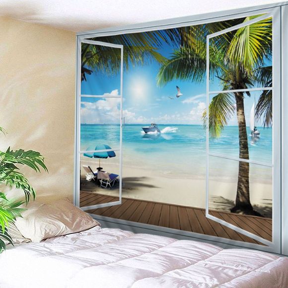 Wall Hanging Art Belcony Beach Print Tapestry - Pers W79 INCH * L59 INCH