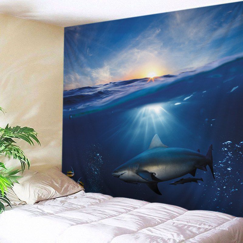 

Wall Hanging Art Ocean Fish Print Tapestry, Ocean blue