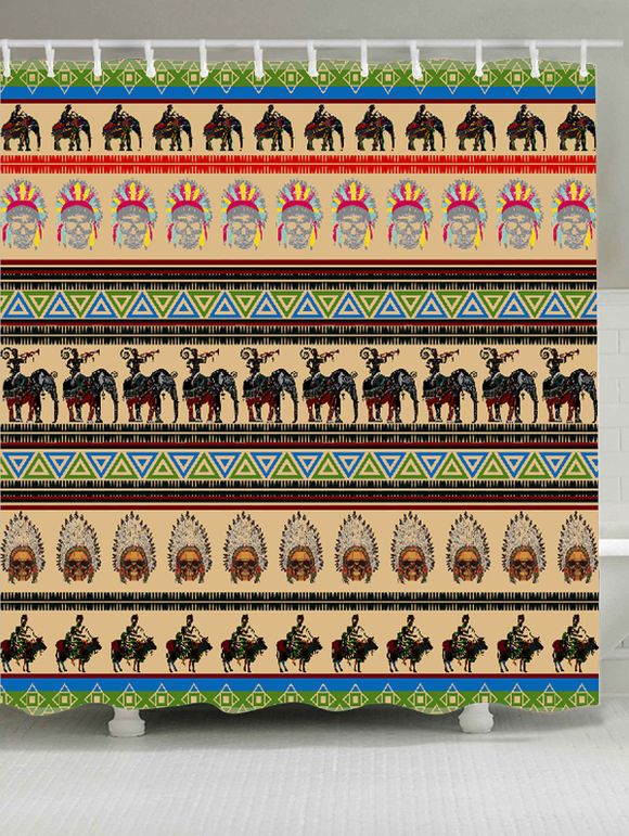 Elephant African People Print Rideau de douche - coloré W65 INCH * L71 INCH