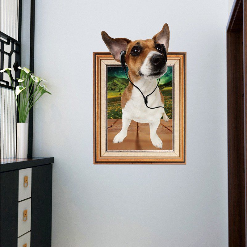 

Photo Frame 3D Dog Wall Sticker For Kids Room, Brown