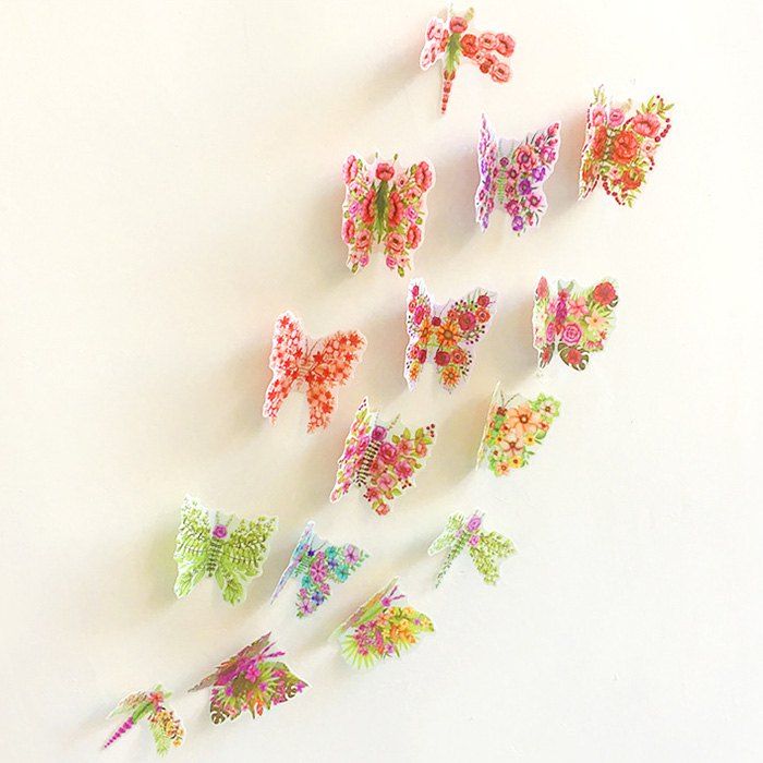 

Pastoral Butterfly Bedroom 3D Wall Sticker Set, Colormix