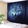Tapisserie Murale Décorative Motif Loup dans la Neige - Bleu profond W51 INCH * L59 INCH