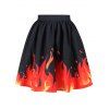 Jupe Flamme Imprimée à Taille Haute - multicolore M