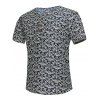 T-shirt Imprimé Rétro à Col Tunisien à Boutons Décoratifs - multicolore XL