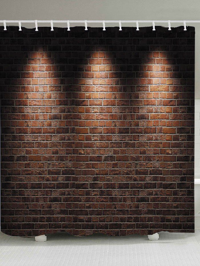 

Light Brick Wall Print Fabric Bathroom Shower Curtain, Brick-red