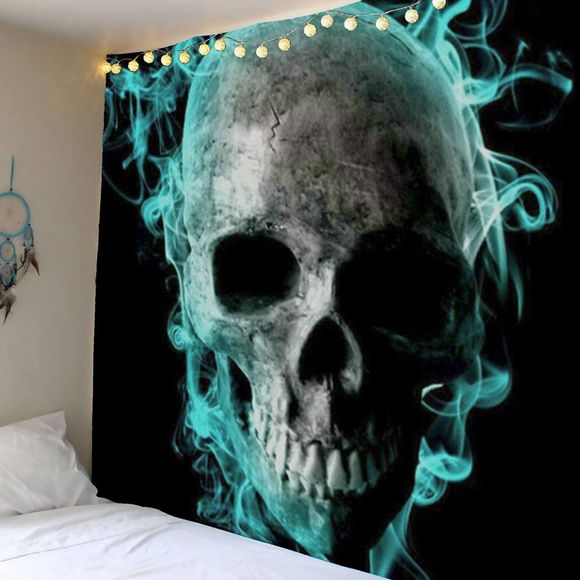 Horror Skull Print Wall Art Tapisserie - Bleu clair W59 INCH * L51 INCH
