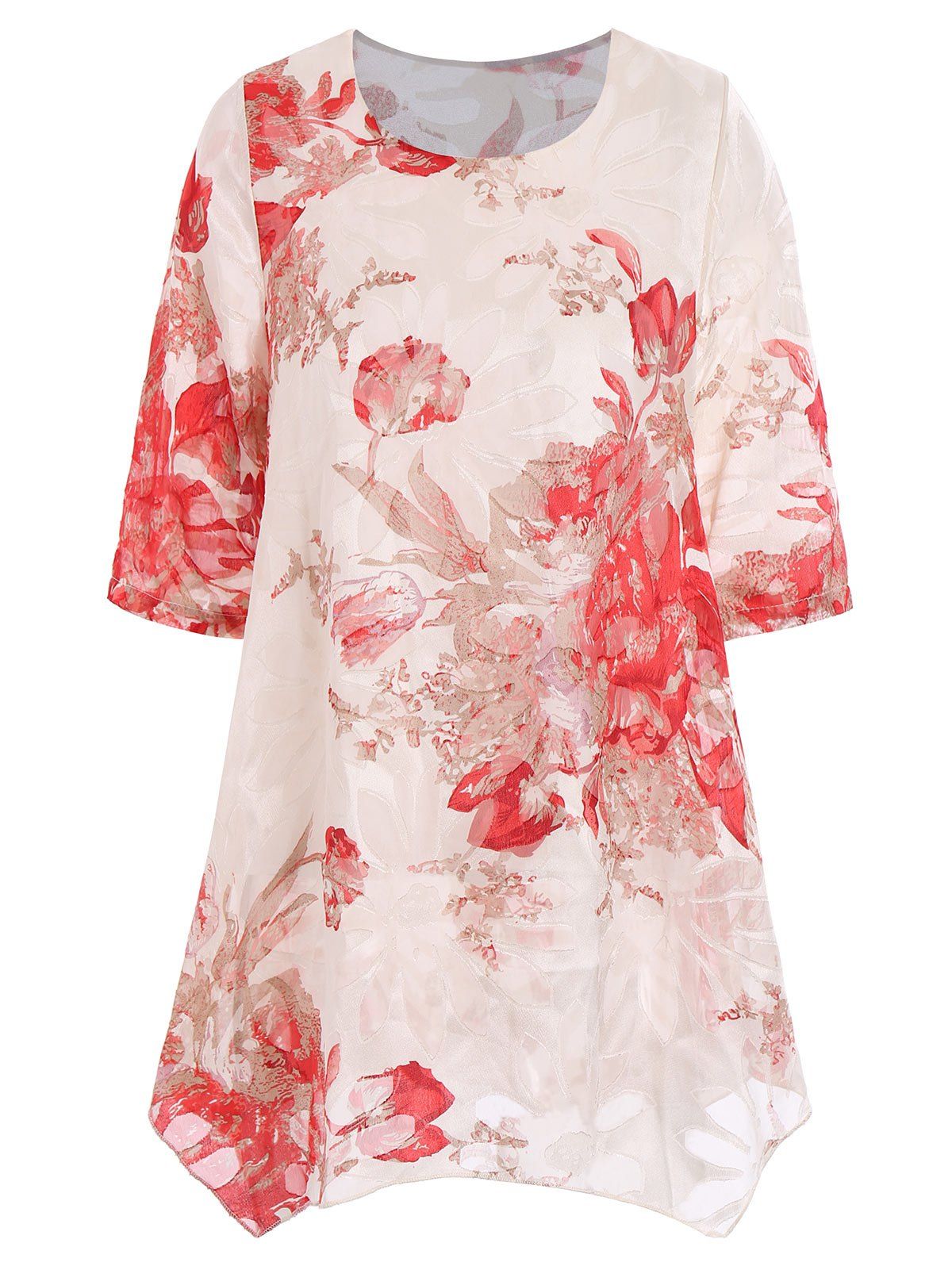 

Plus Size Print Long Top, Red