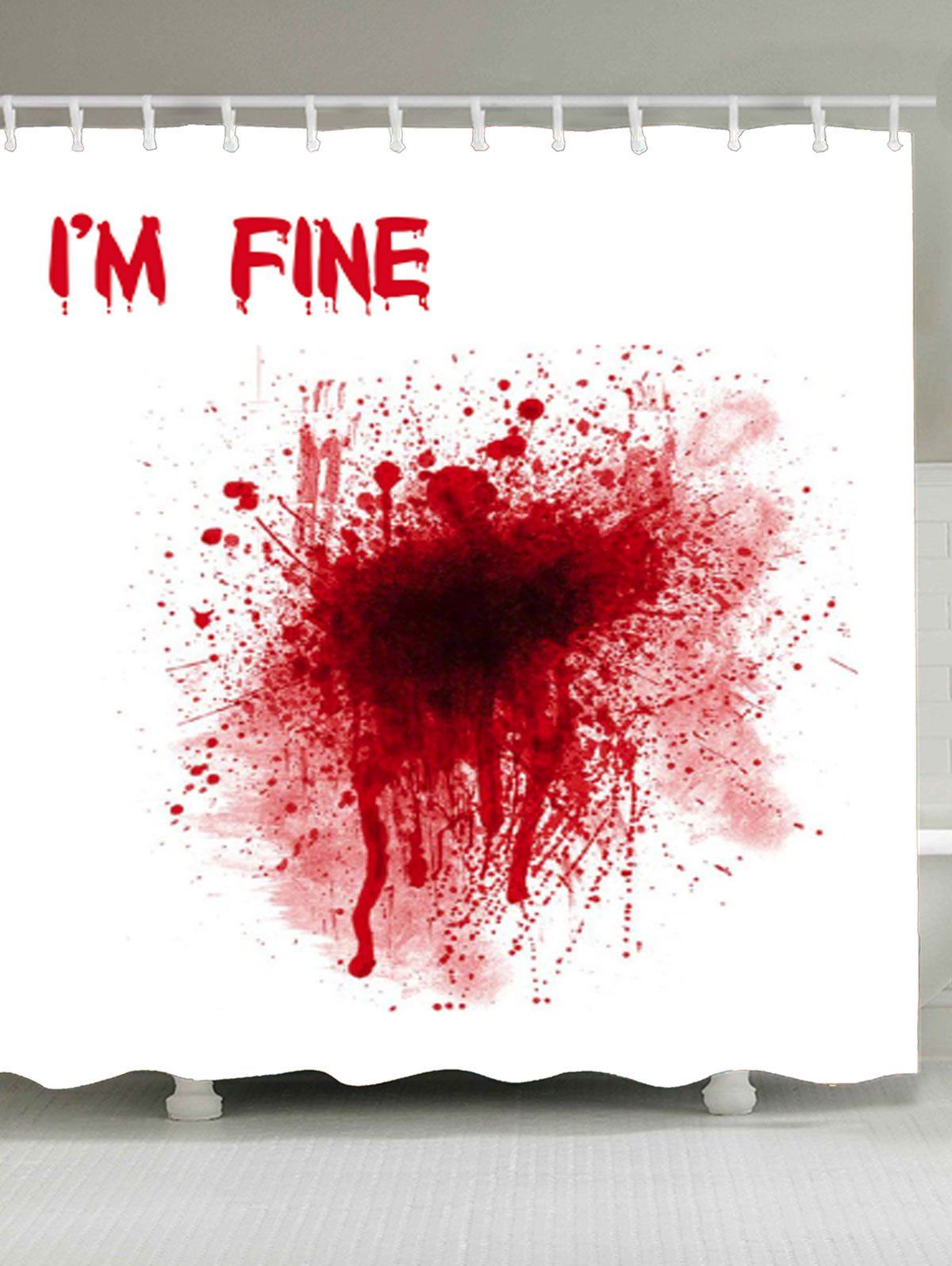 

Waterproof Bloody I'M FINE Shower Curtain, Red