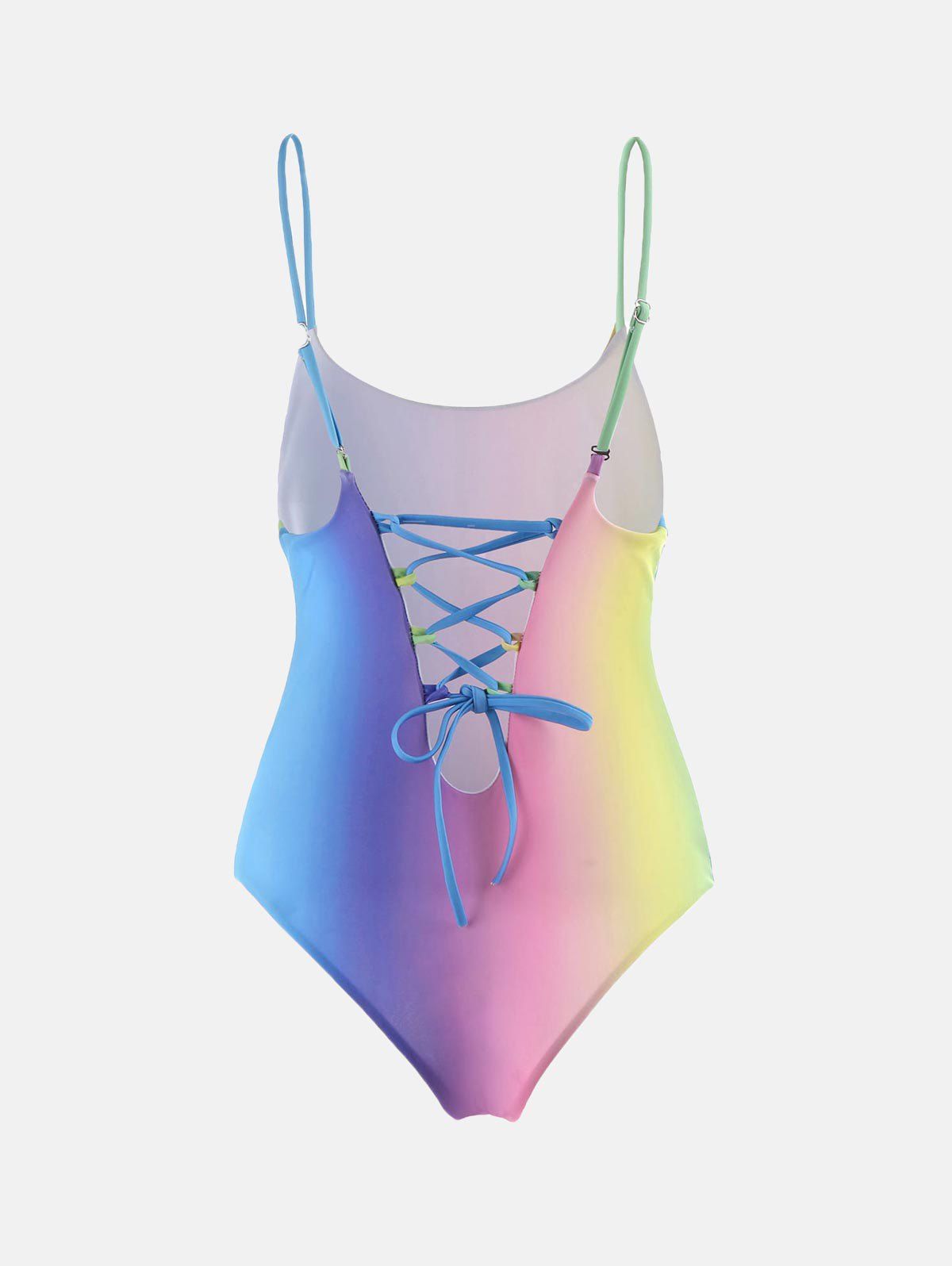 2018 Colorful Backless One Piece Ombre Swimwear COLORMIX L In One ...