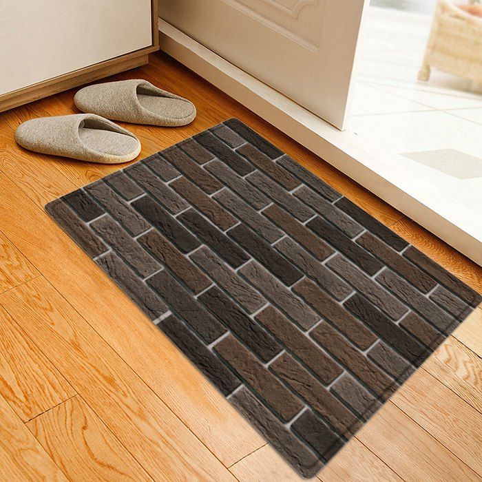 

Brick Wall Pattern Indoor Outdoor Water Absorption Area Rug, Dun