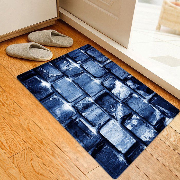 

Brick Wall Pattern Water Absorbing Area Rug, Deep blue