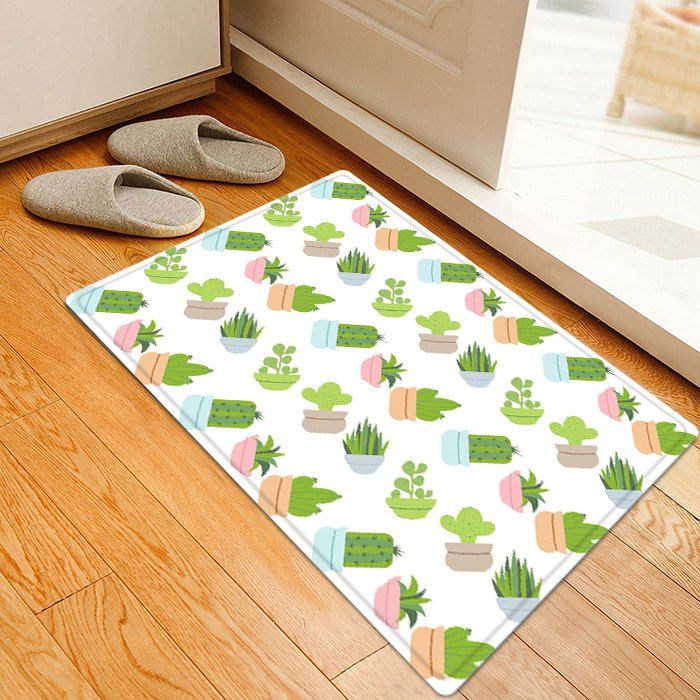 

Cactu Plants Pattern Water Absorption Area Rug, Green