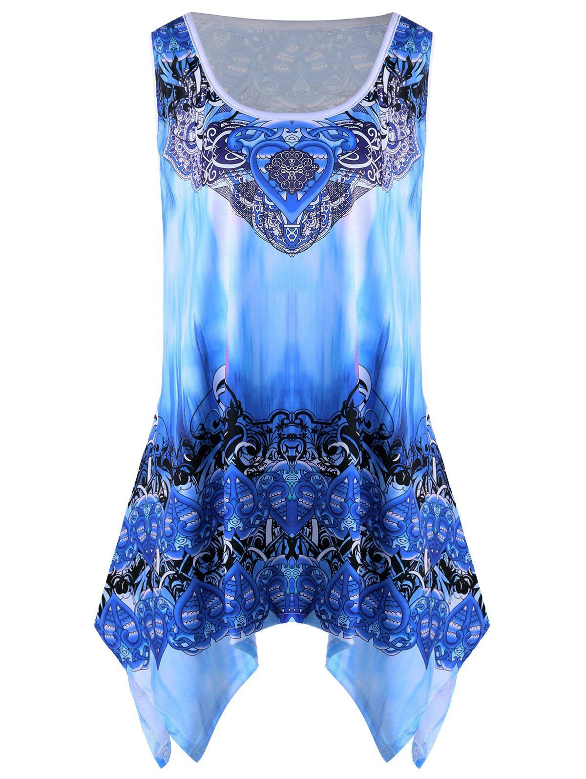 

Plus Size Graphic Handkerchief Tunic Top, Ocean blue
