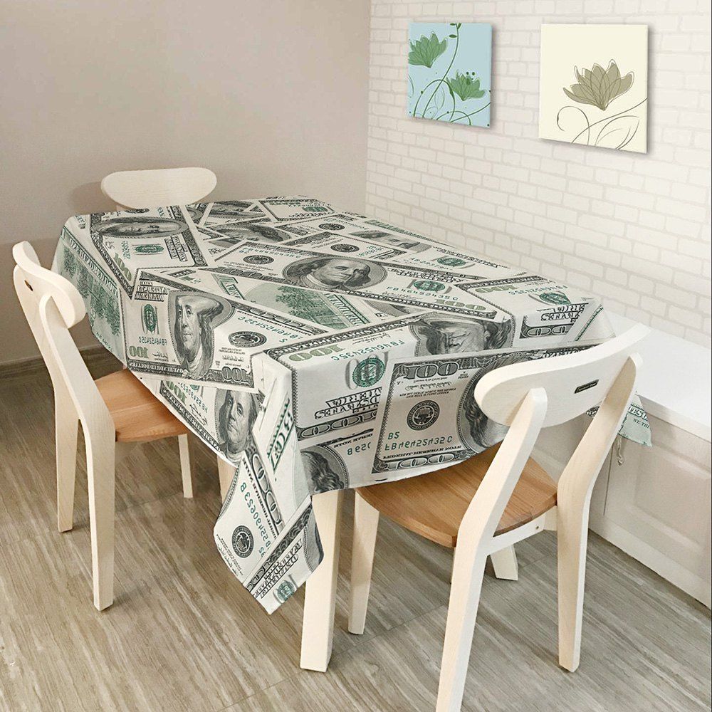 

Dollars Print Waterproof Table Cloth, Gray