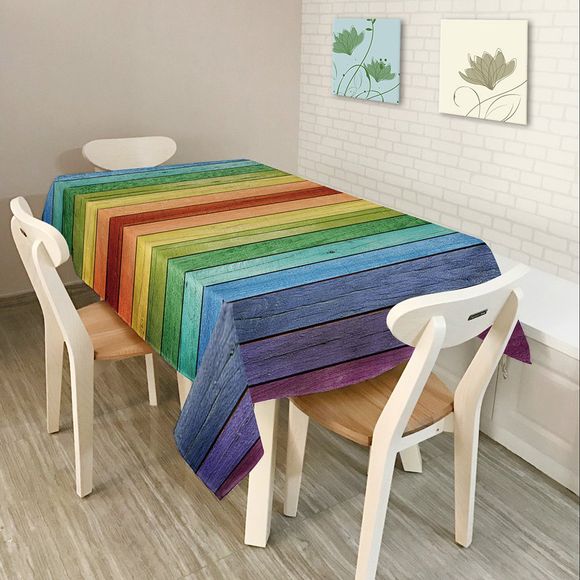 Nappe De Table Tissu  Imperméable En Grains De Bois Coloré - coloré W54 INCH * L72 INCH