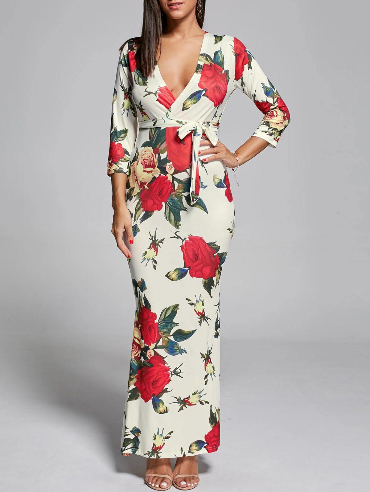 floral fitted maxi dress