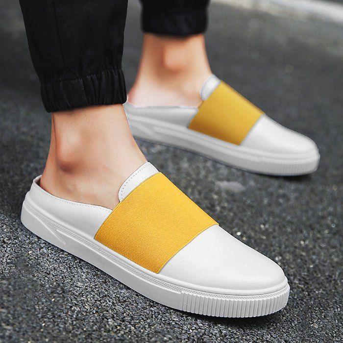 

Elastic PU Leather Casual Shoes, Yellow