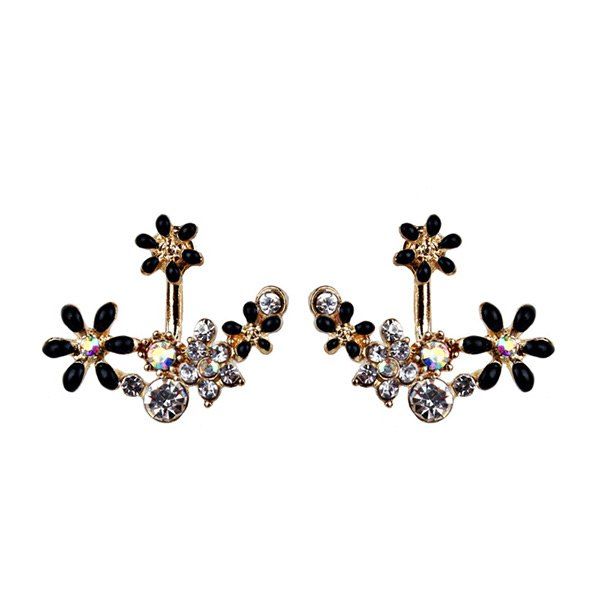 

Rhinestone Flower Sparkly Ear Jackets, Black