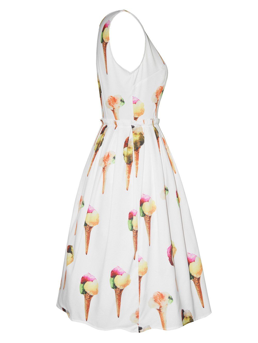 2018 Vintage Ice Cream Print Dress WHITE XL In Vintage Dresses Online