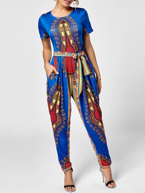 Tribe Print Combinaison Belted - Royal M