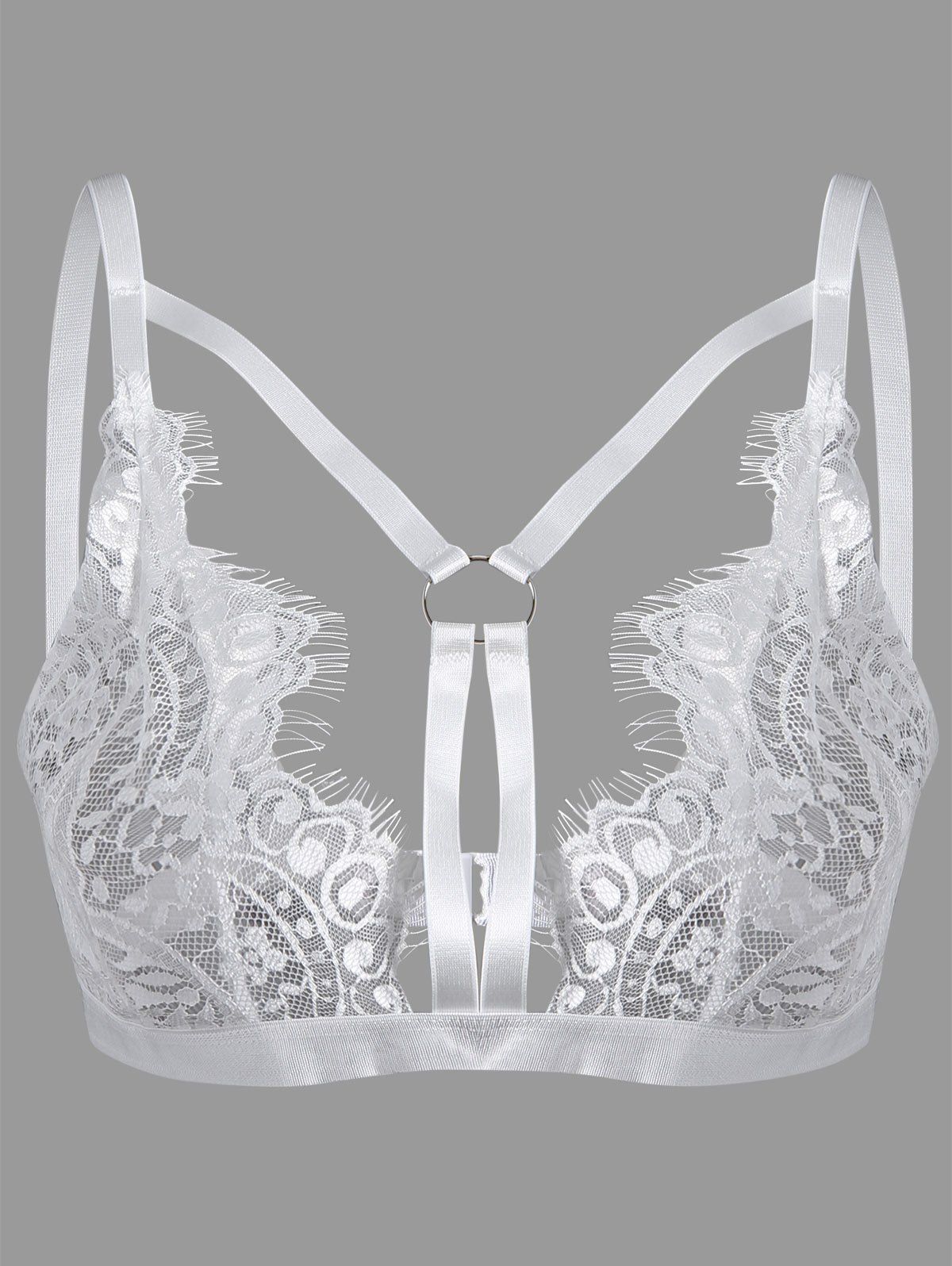 

Y-strap Front Sheer Lace Bralette, White