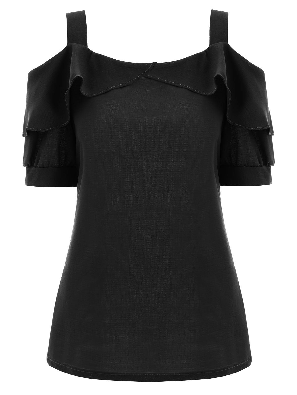 

Cold Shoulder Ruffle Plus Size Top, Black