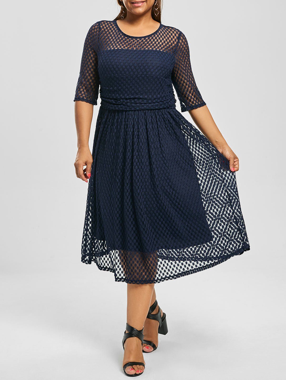 

Lace A Line Plus Size Homecoming Dress, Purplish blue