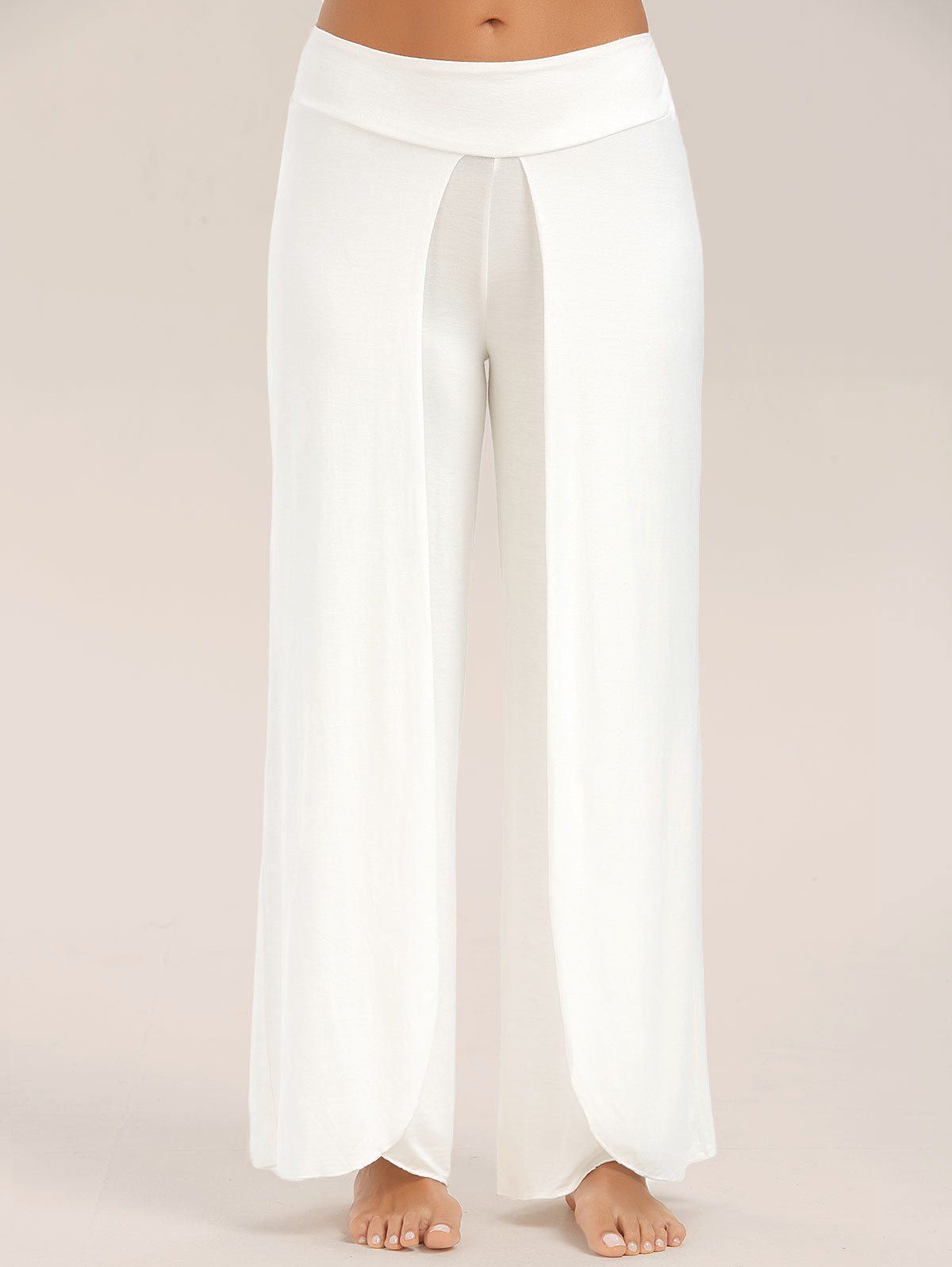 2018 High Slit Palazzo Pants WHITE M In Pants Online Store. Best High ...