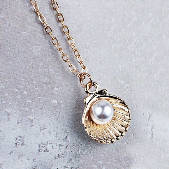 Collier Pendentif Coquille avec Fausse Perle - d'or 
