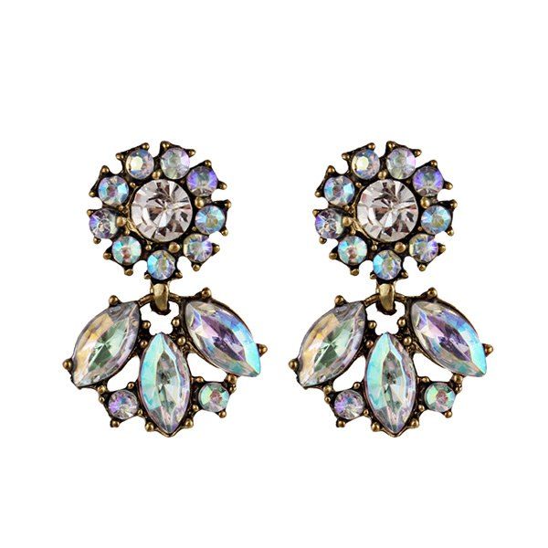 

Faux Crystal Rhinestone Floral Dangle Earrings, Colormix