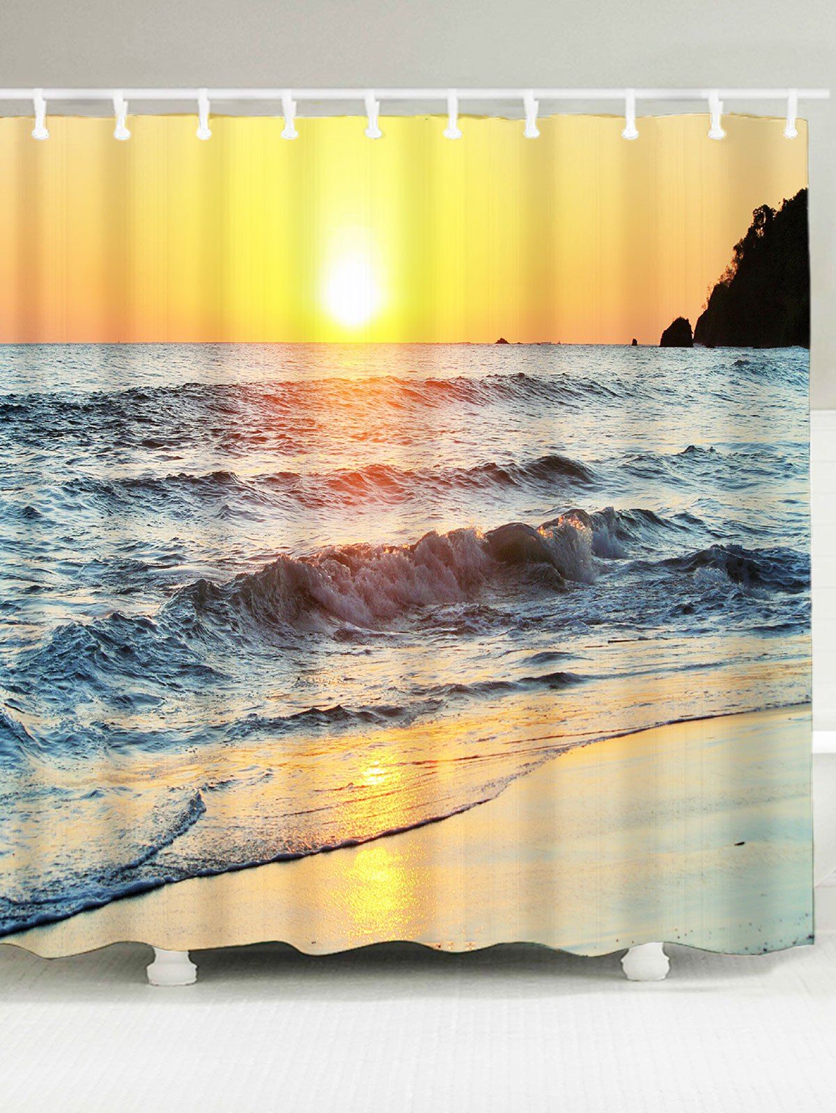 

Waterproof Sunset Beach Scenic Shower Curtain, Colormix