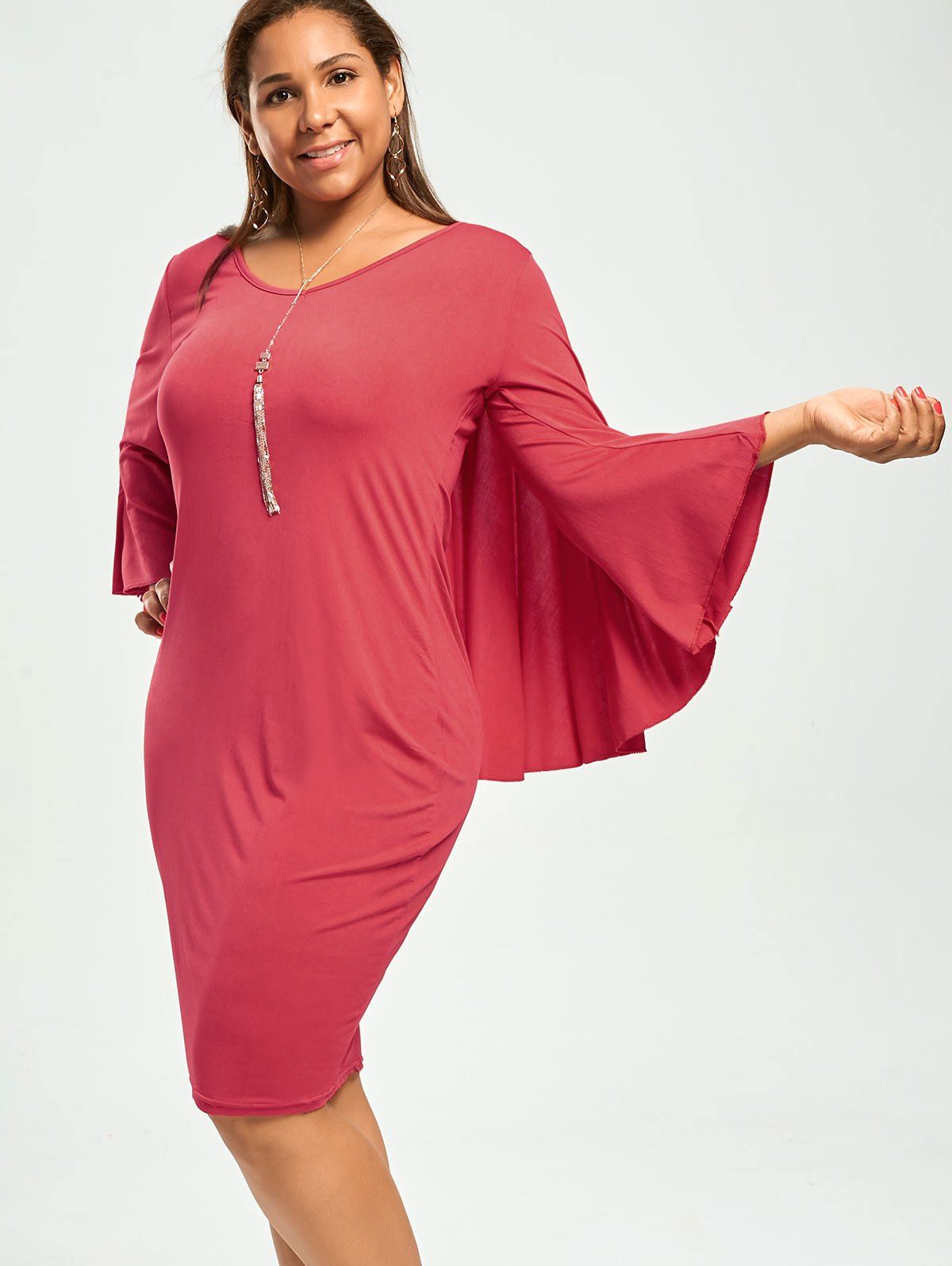 DressLily com: Photo Gallery Trendy Solid Color V Neck 3/4 Sleeve DressLily com: Photo Gallery Trendy Solid Color V Neck 3/4 Sleeve