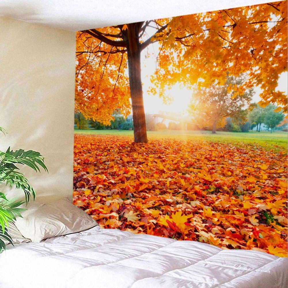 

Maple Tree Leaf Sunlight Wall Art Tapestry, Orange