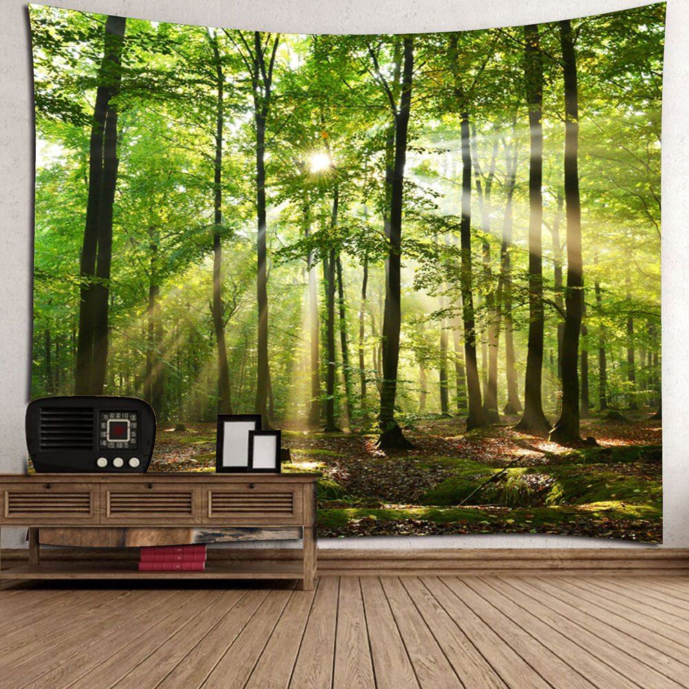 2018 Forest Sunlight Decorative Wall Tapestry GREEN W INCH ...