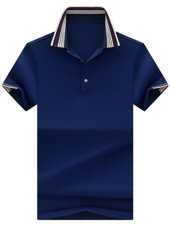 Chemise de golf à demi bouton à col rayé - Royal XL