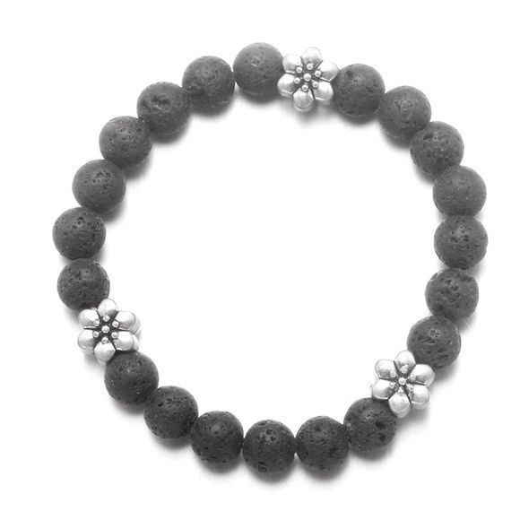 Bracelet en perles vintage en fleur de yoga - Noir 