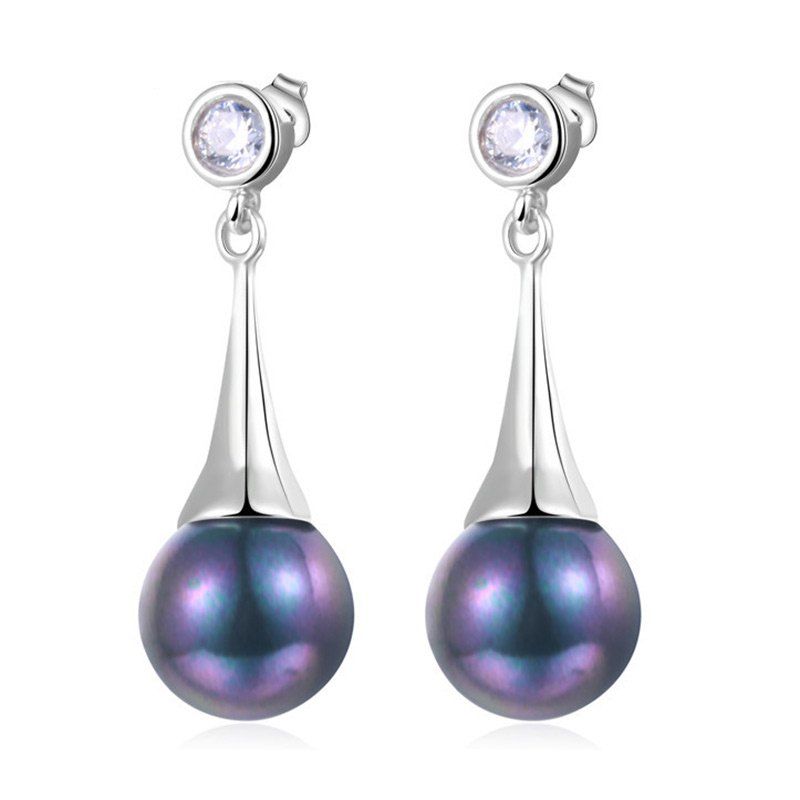 

Rhinestone Artificial Pearl Teardrop Earrings, Colormix