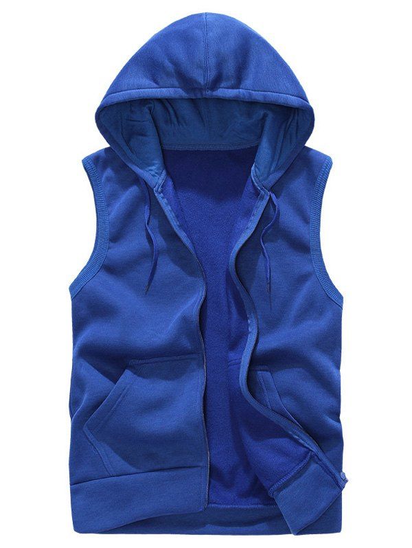 

Rib Panel Hooded Zip Up Fleece Waistcoat, Royal
