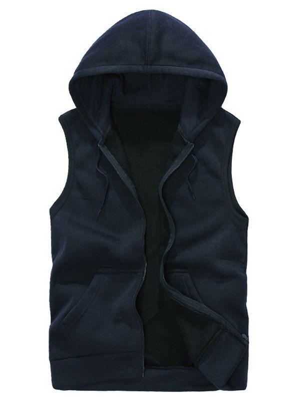 

Rib Panel Hooded Zip Up Fleece Waistcoat, Cadetblue