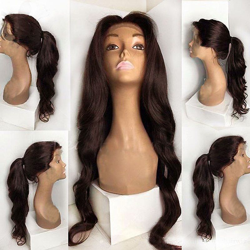 

Free Part Wavy Long Lace Front Synthetic Wig, Deep brown