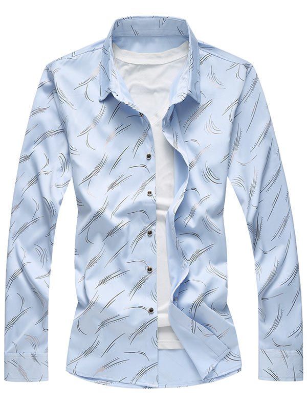 

Long Sleeves All Over Printed Shirt, Light blue