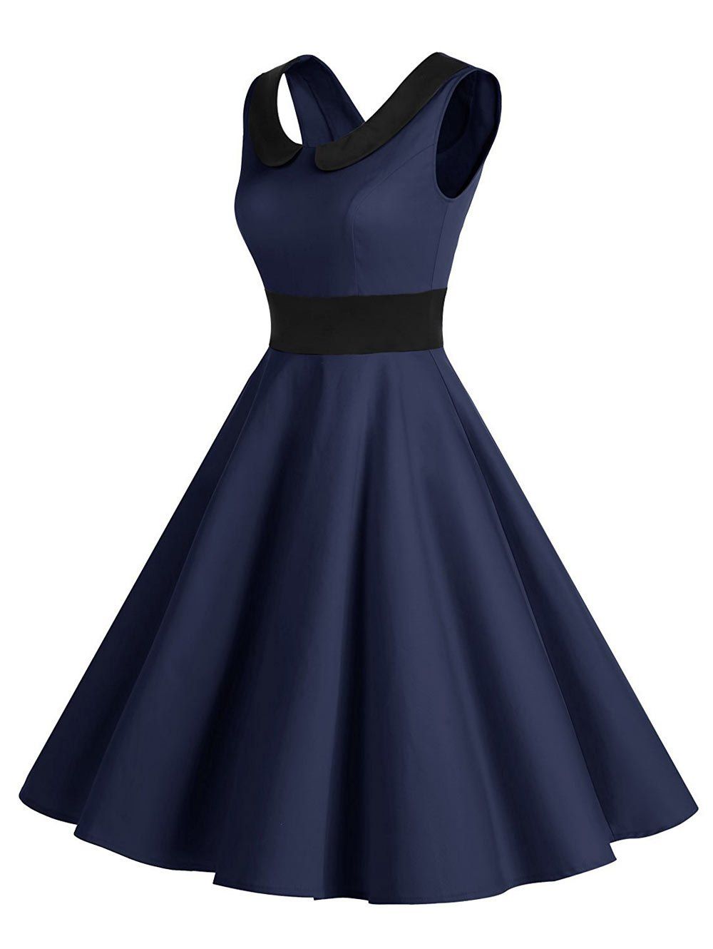 2018 Vintage Peter Pan Collar Party Pin Up Dress DEEP BLUE S In Vintage ...