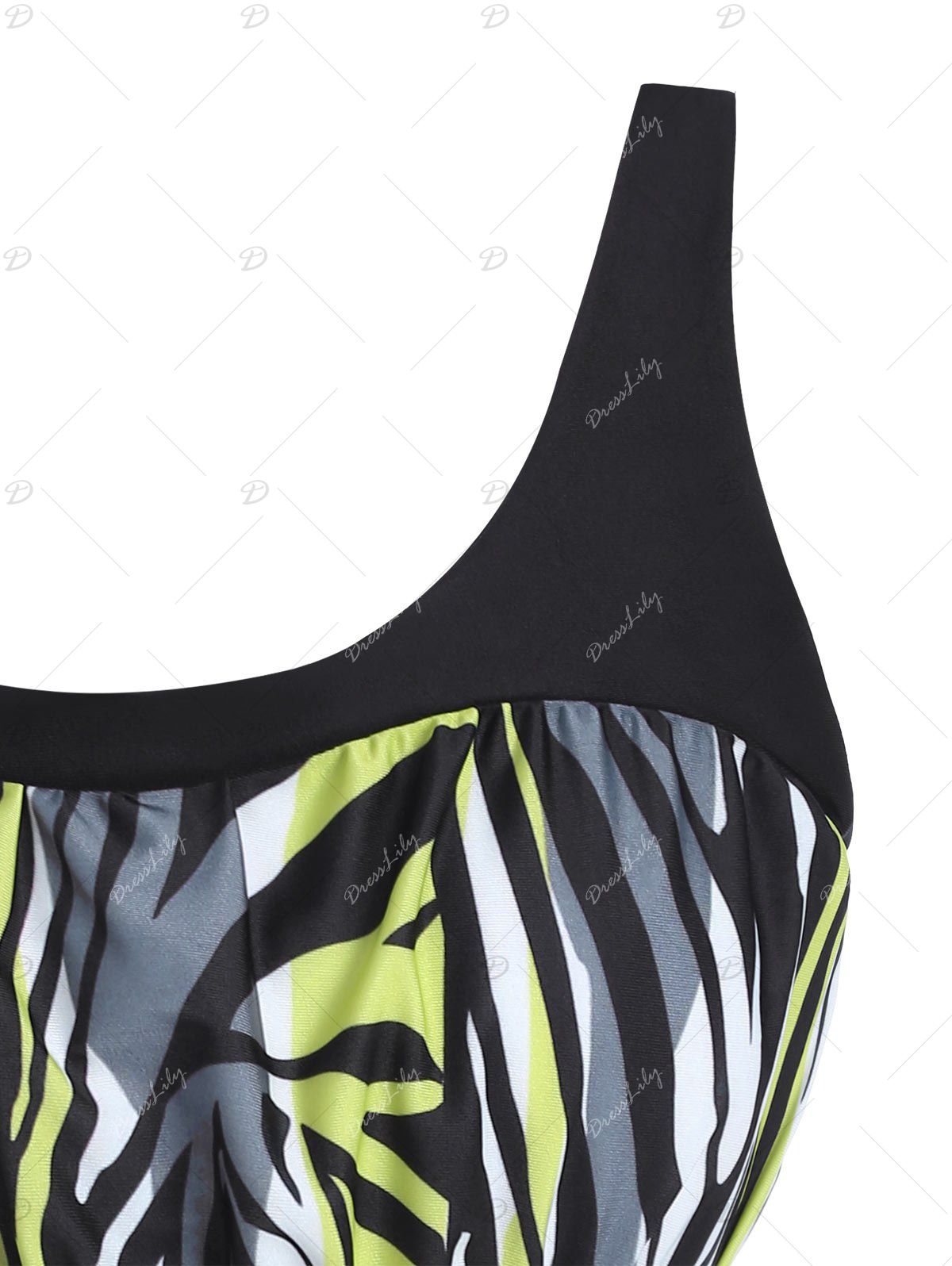 2018 Plus Size Zebra Print Tankini Set COLORMIX XL In Plus Size