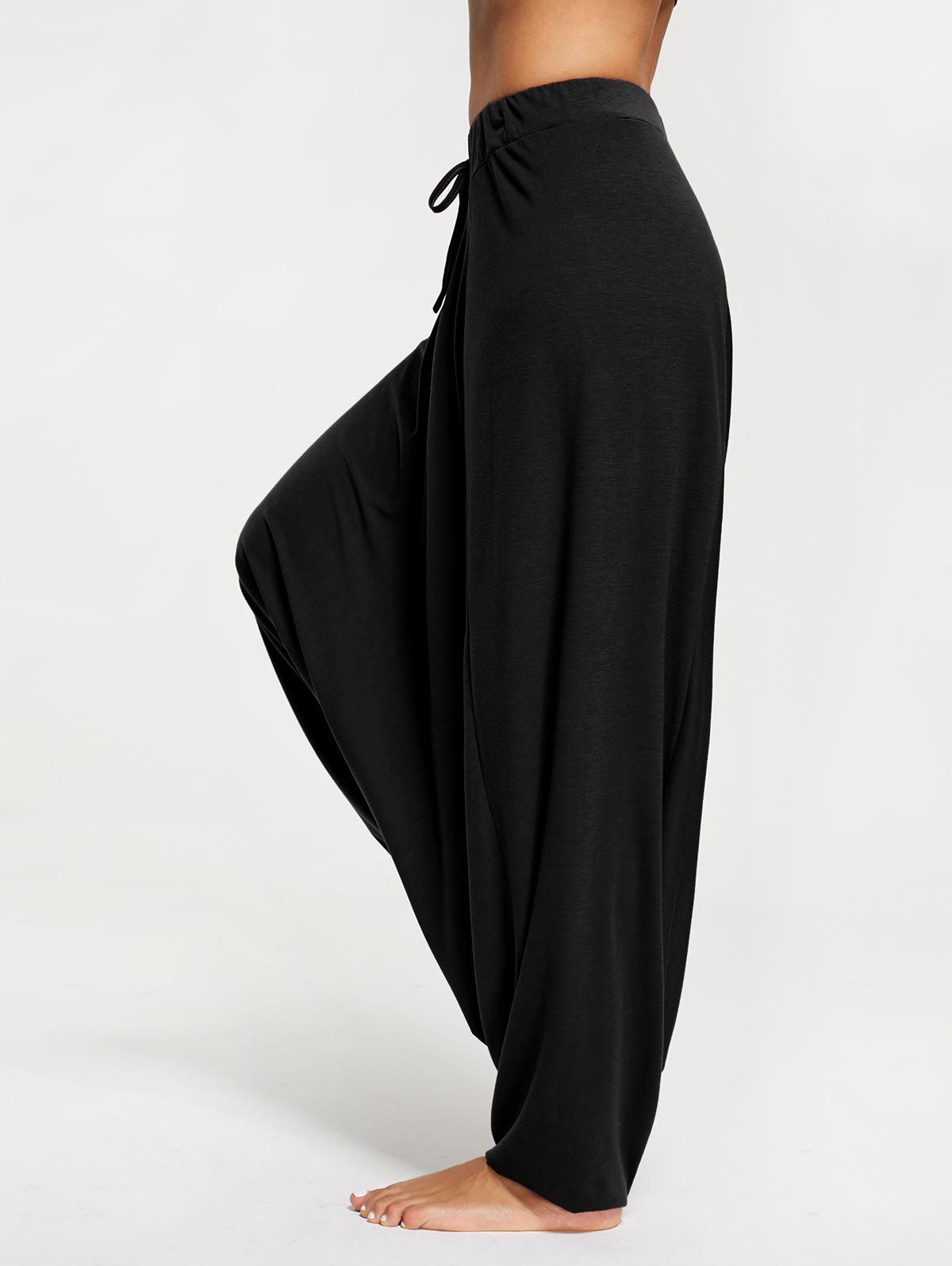 2018 Drop Bottom Harem Pants with Drawstring BLACK XL In Pants Online ...